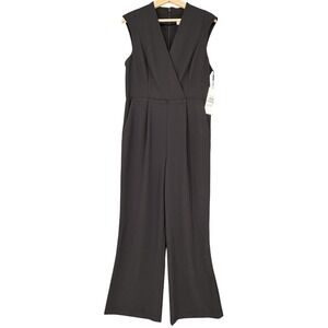 Calvin Klein Women's Size 12 Black Sleeveless V-Neck Wide Leg Jumpsuit NWT